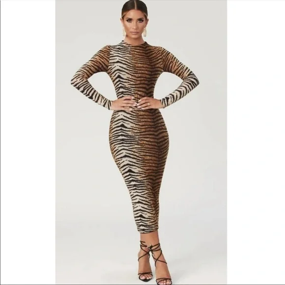 Private Label | Dresses | Private Label Zebra Print Ling Sleeve Bodycon  Dress | Poshmark